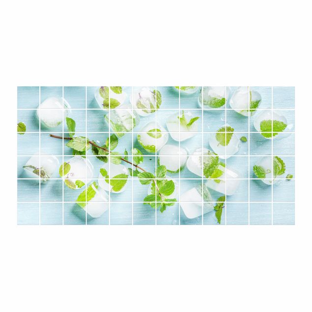 Tile sticker - Ice Cubes With Mint Leaves
