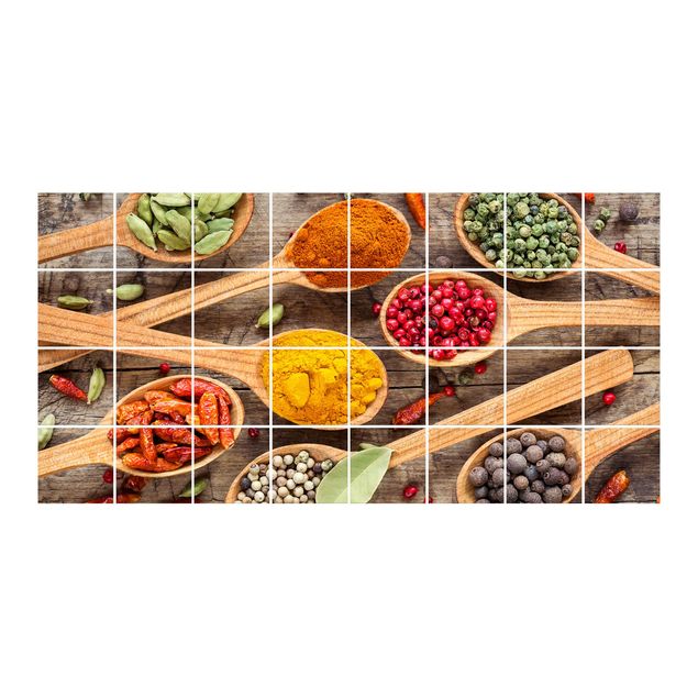 Tile sticker - Spices On Wooden Spoon