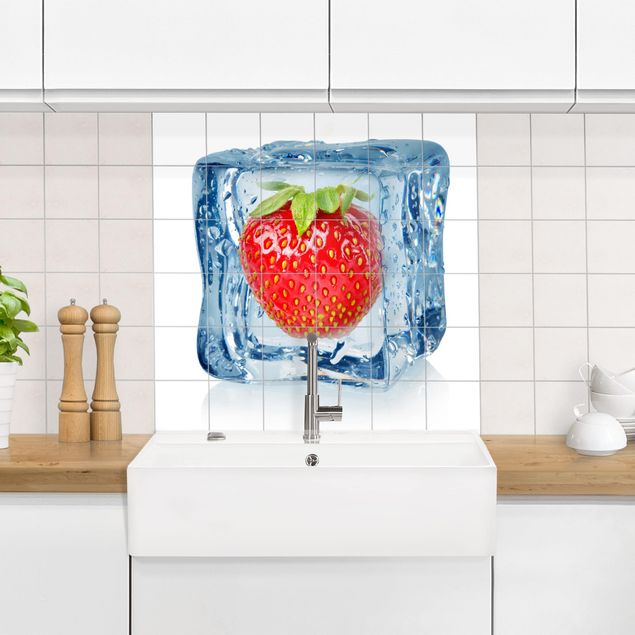 Tile sticker - Strawberry In Ice Cube