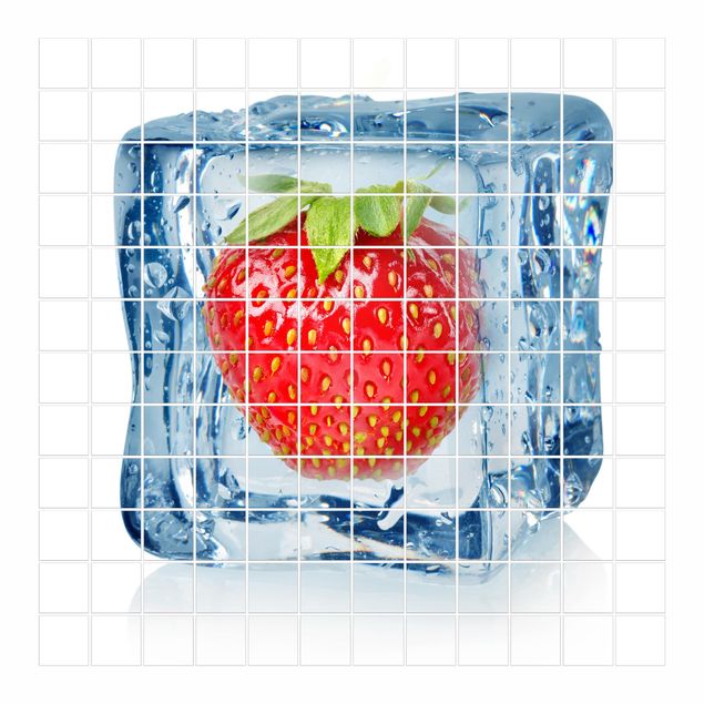 Tile sticker - Strawberry In Ice Cube