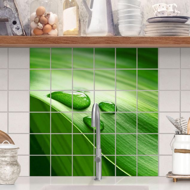 Tile sticker - Banana Leaf With Drops