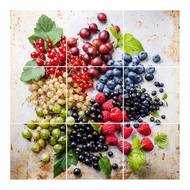 Tile sticker - Mixture Of Berries On Metal