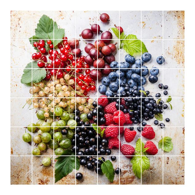 Tile sticker - Mixture Of Berries On Metal