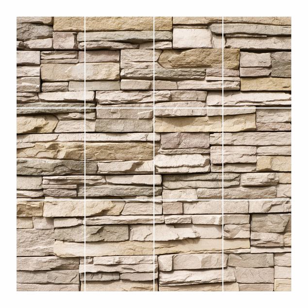 Tile sticker - Asian Stonewall - Stone Wall From Large Light Coloured Stones