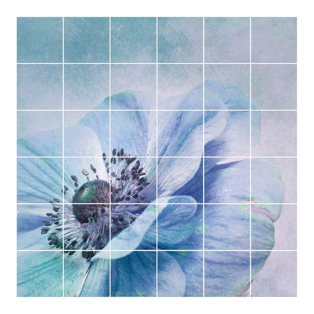 Tile sticker - Flower In Turquoise