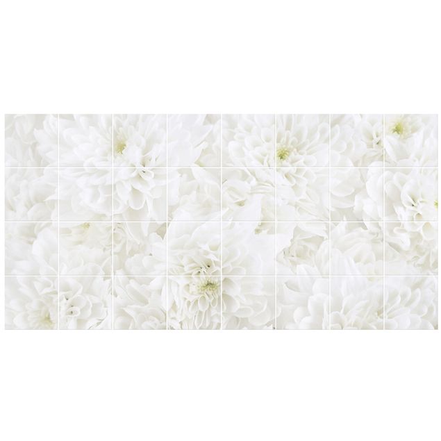 Tile sticker - Dahlias Sea Of Flowers White