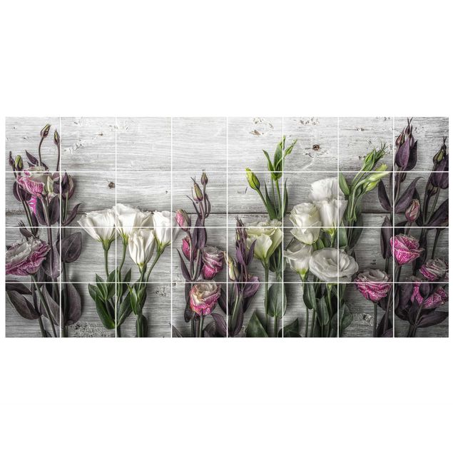 Tile sticker - Tulip Rose Shabby Wood Look