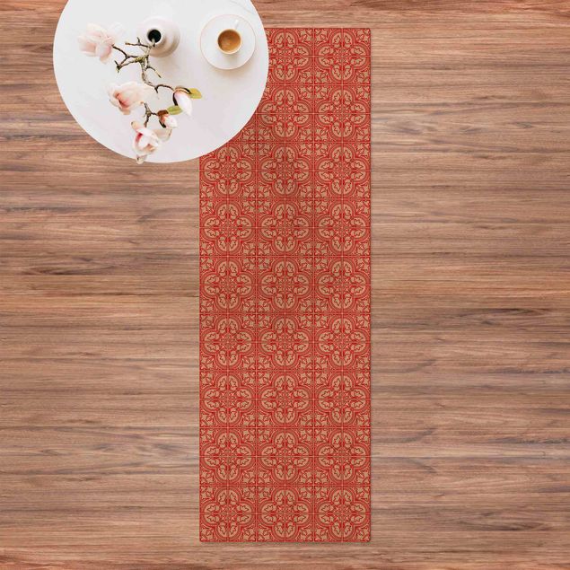 kitchen runner rugs Tile Pattern Faro Red