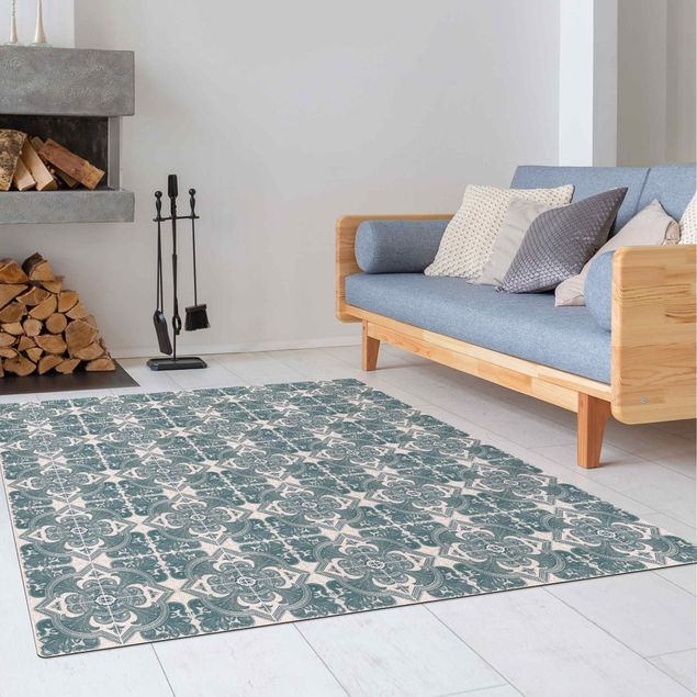Modern rugs Tile Pattern Lisbon Pigeon Blue