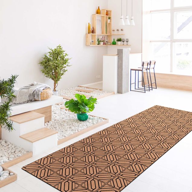 Modern rugs Tile Pattern Rhomboidal Geometry Black