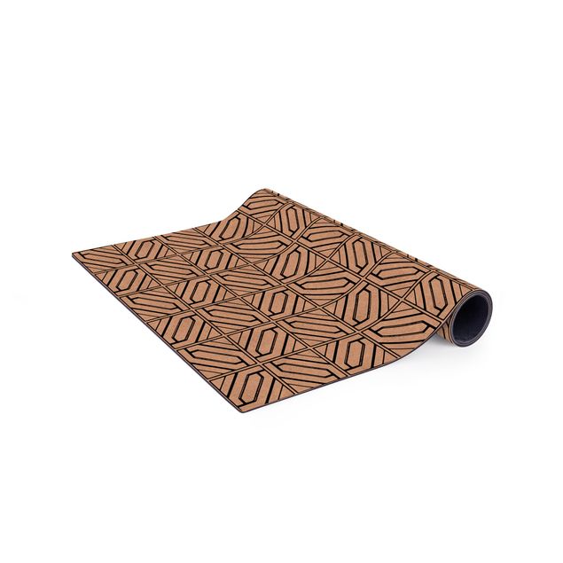 Black rugs Tile Pattern Rhomboidal Geometry Black