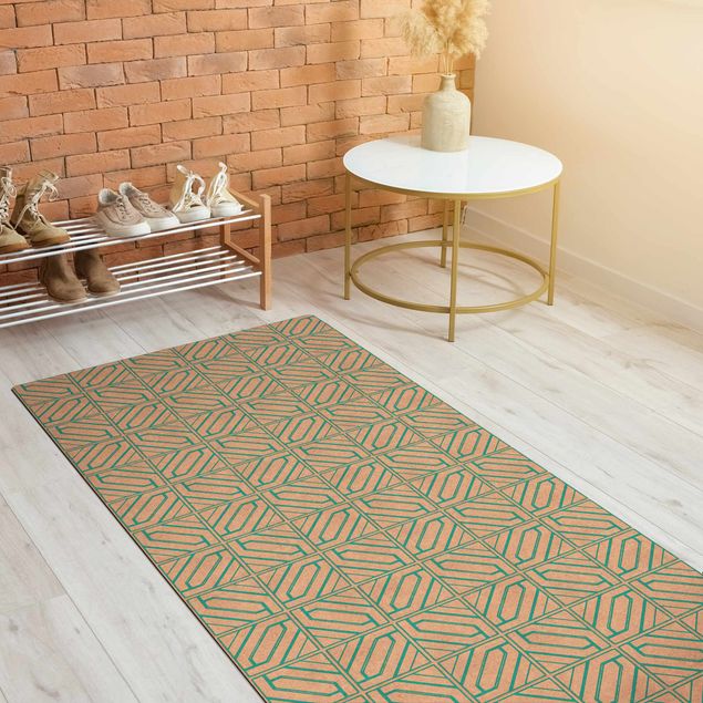 tile effect rug Tile Pattern Rhomboidal Geometry Turquoise