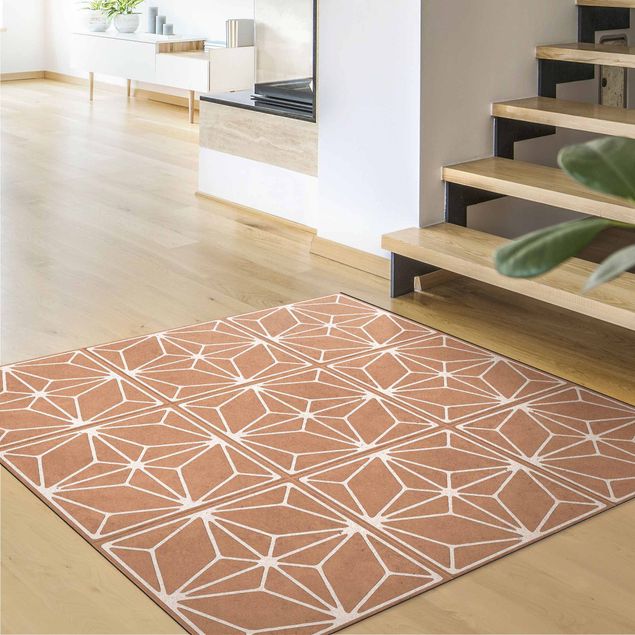 Modern rugs Tile Pattern Star Geometry Grey Blue