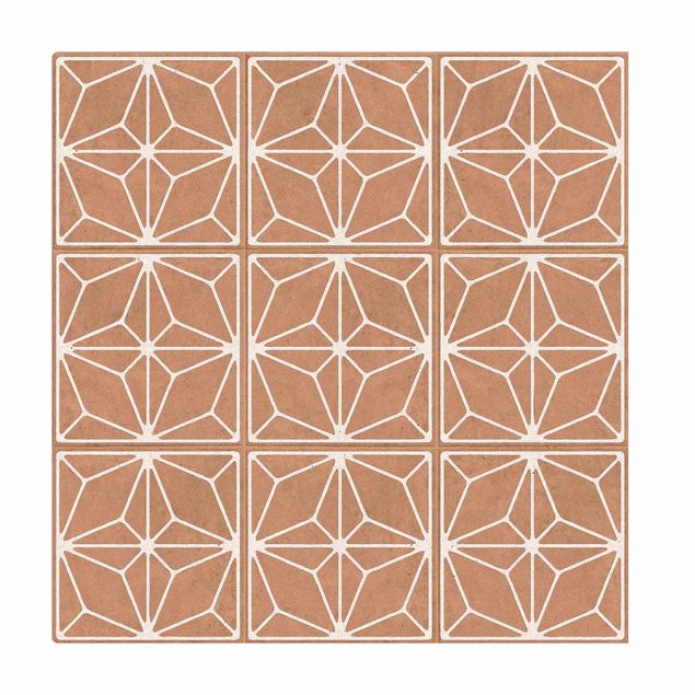 Cork mat - Tile Pattern Star Geometry Grey Blue - Square 1:1