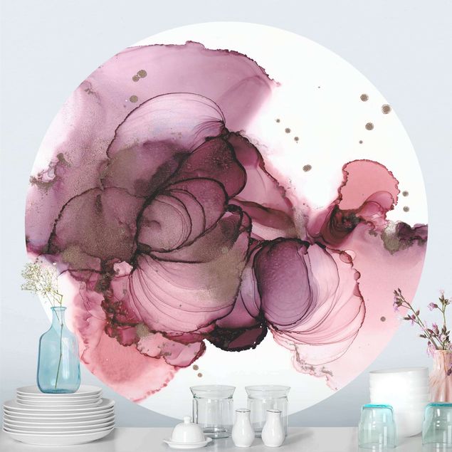 Self-adhesive round wallpaper - Fluid Purity In Violet