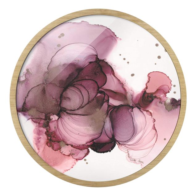 Circular framed print - Fluid Purity In Violet