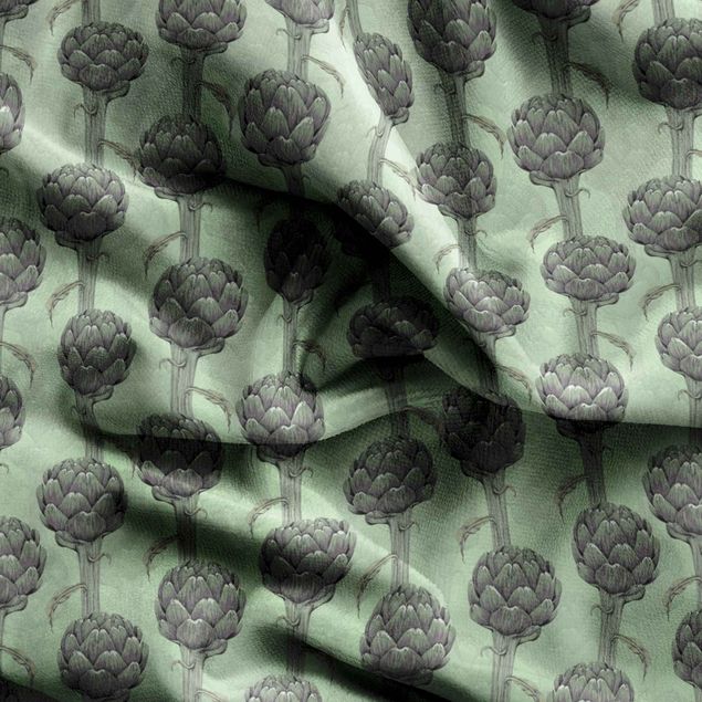 country style curtains Floral Elegance Artichoke With Gradient Green