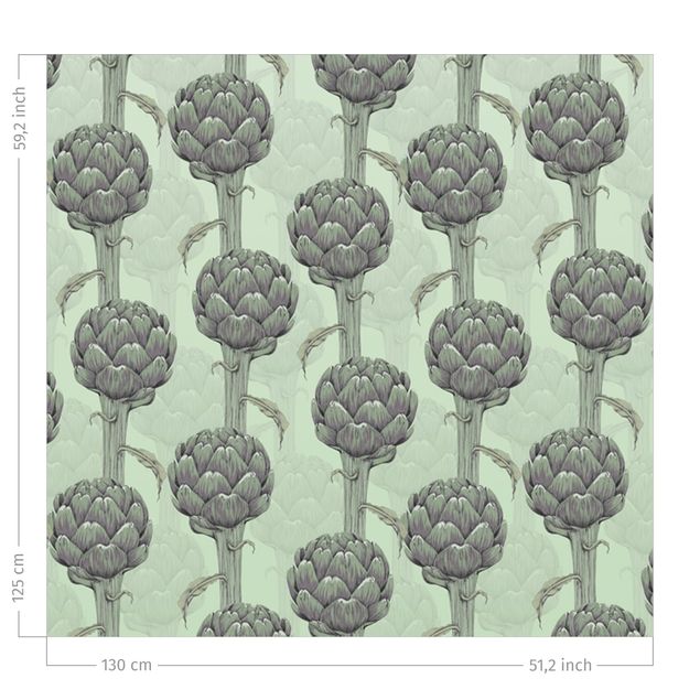 floral drapes Floral Elegance Artichoke With Gradient Green