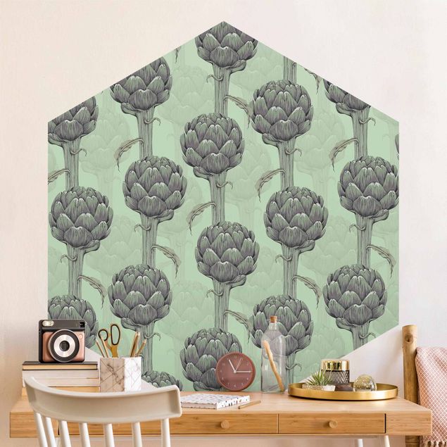 Wallpapers Floral Elegance Artichoke With Gradient Green XXl