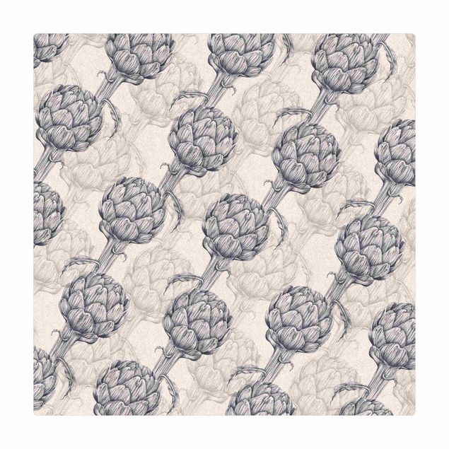 Cork mat - Floral Elegance Artichoke - Square 1:1