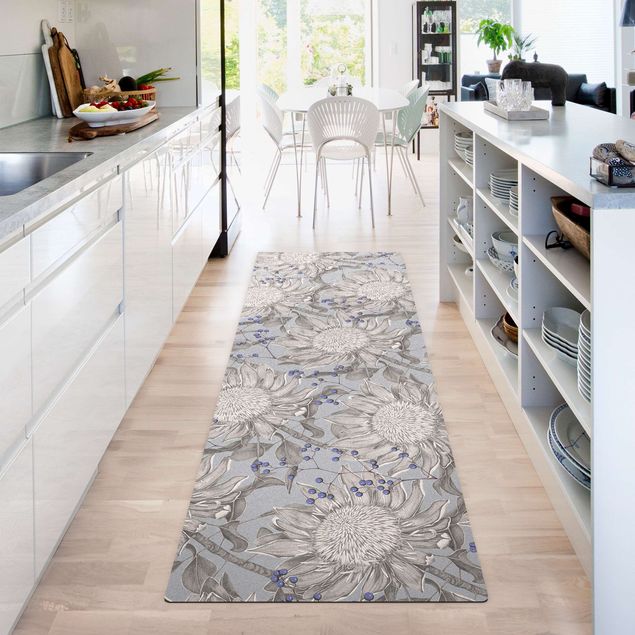 contemporary rugs Floral Elegance Blueberry