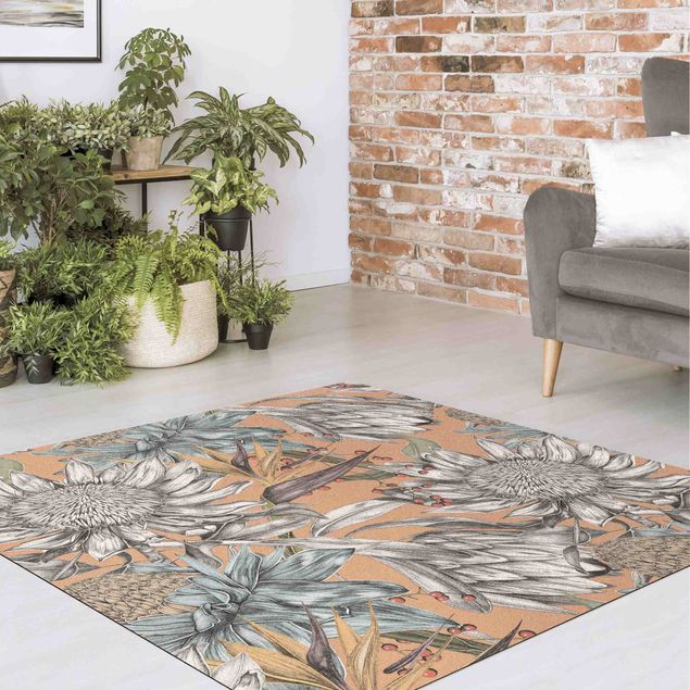 vintage area rugs Floral Elegance Coneflower