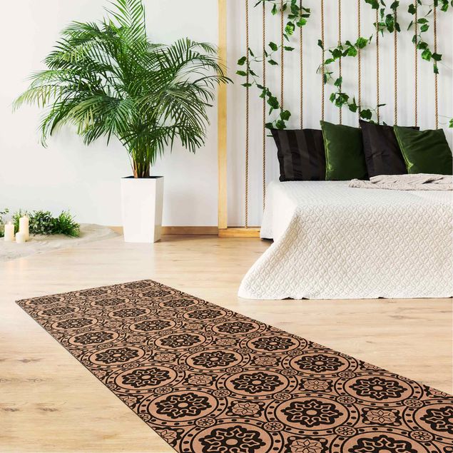 Modern rugs Floral Tiles Black And White