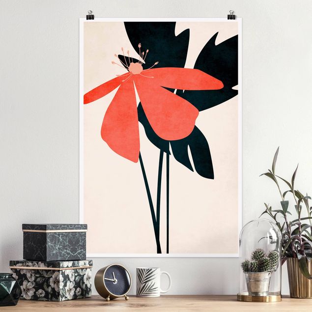Poster art print - Floral Beauty Pink And Blue - 2:3