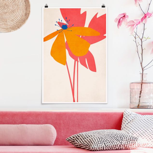 Poster art print - Floral Beauty Pink And Orange - 2:3