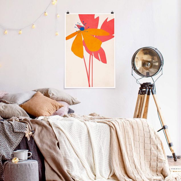 Poster art print - Floral Beauty Pink And Orange - 2:3