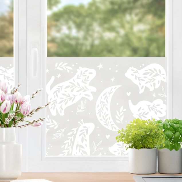 Window film - Floral Animals With Starry Skies