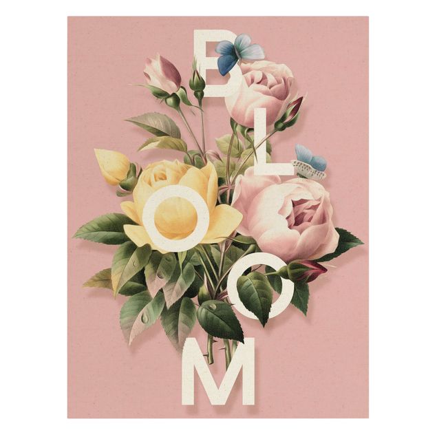 Canvas print gold - Florale Typography - Bloom