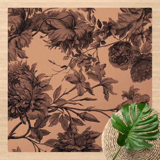 Modern rugs Floral Copper Engraving Mesh Earth