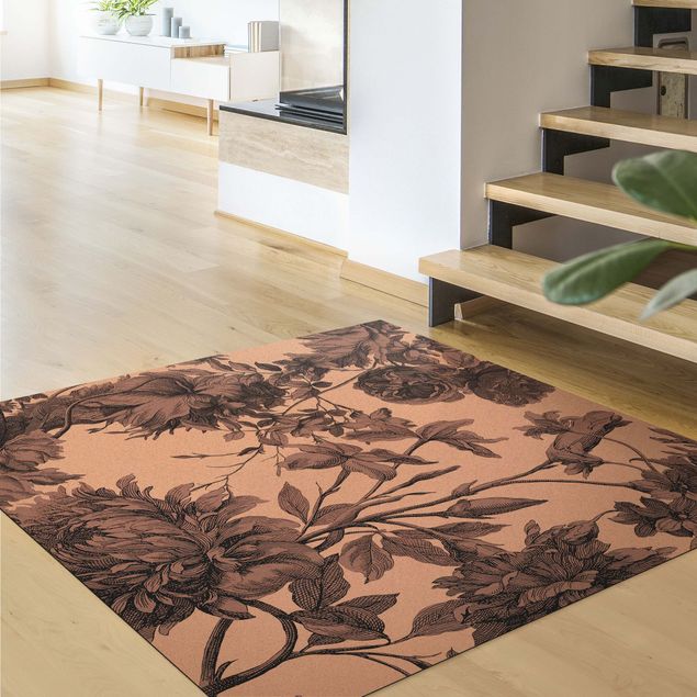 Floral rugs Floral Copper Engraving Mesh Earth