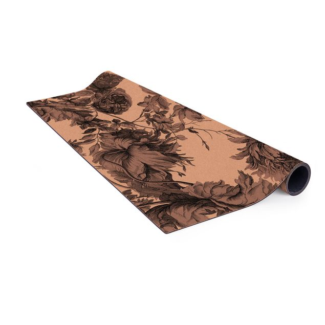 Brown rugs Floral Copper Engraving Mesh Earth
