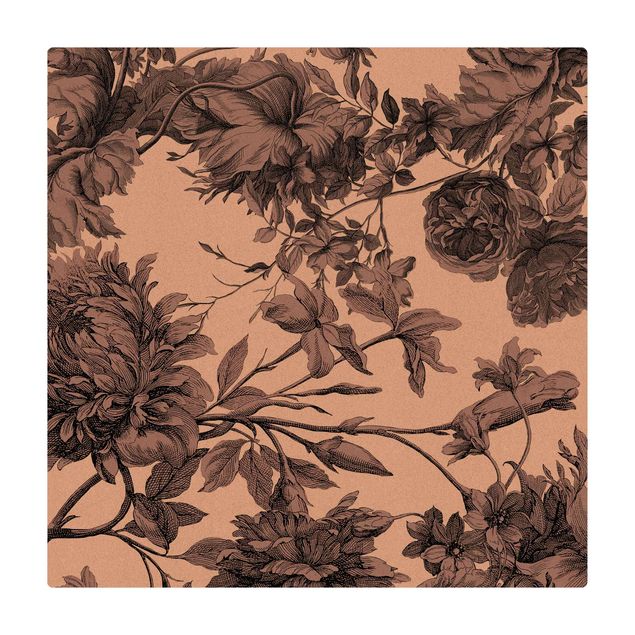 Dining room rugs Floral Copper Engraving Mesh Earth