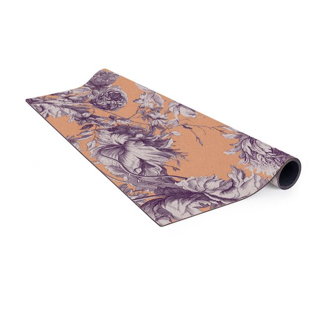 Purple rugs Floral Copper Engraving Mesh Purple