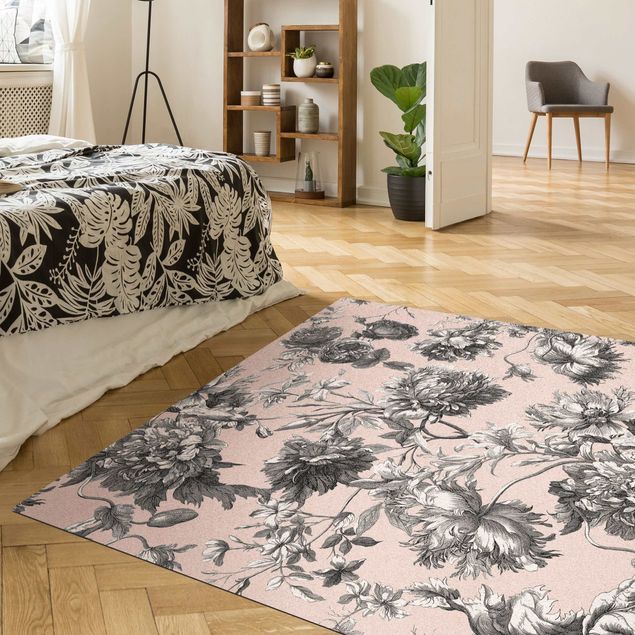 Modern rugs Floral Copper Engraving Greyish Beige