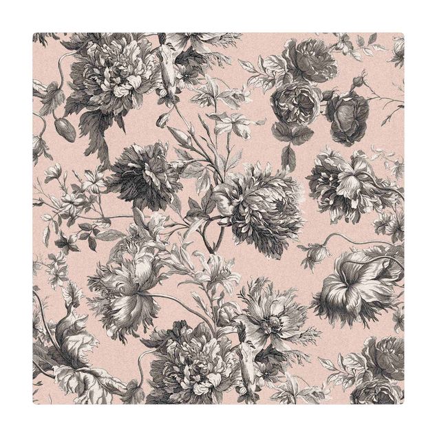Nature rugs Floral Copper Engraving Greyish Beige