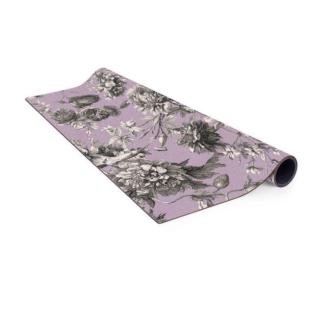 purple floor mats Floral Copper Engraving Greyish Lilac