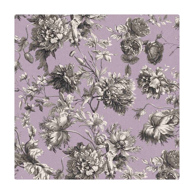 dining room area rugs Floral Copper Engraving Greyish Lilac