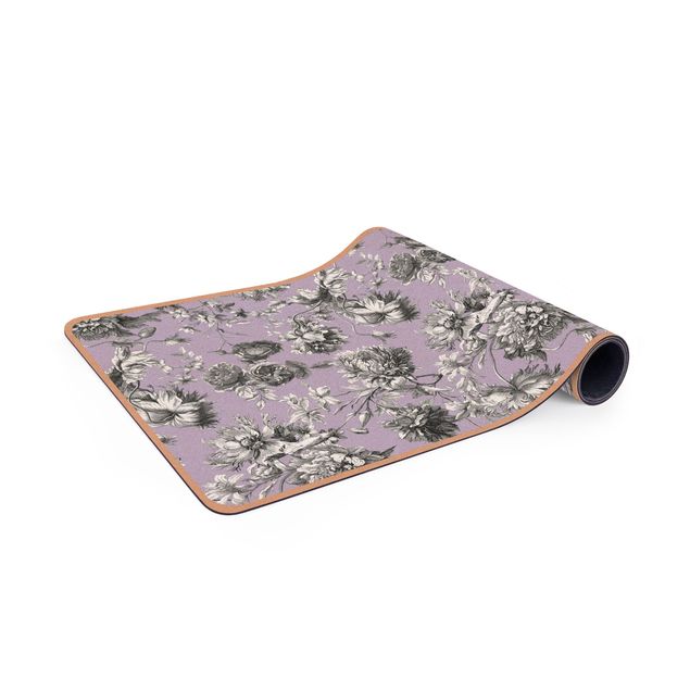 nature inspired rugs Floral Copper Engraving Greyish Lilac
