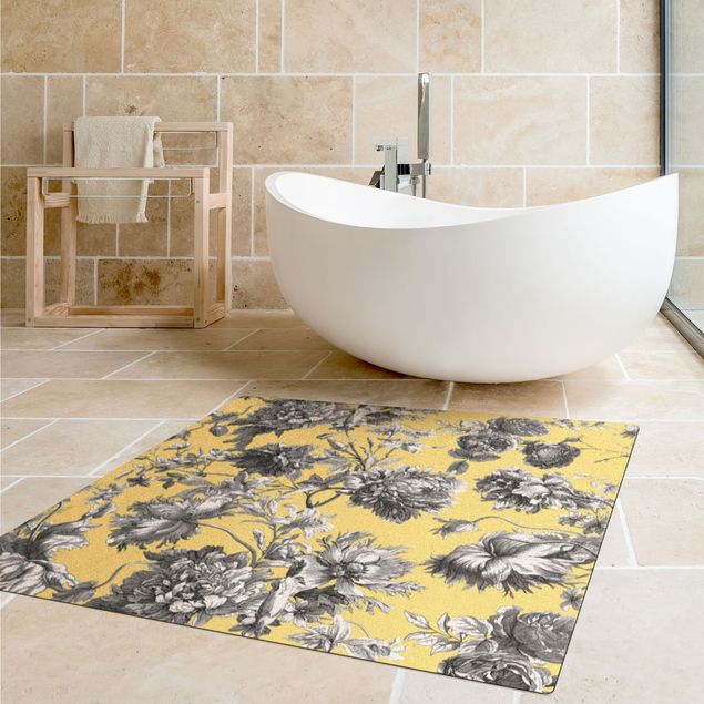 modern area rugs Floral Copper Engraving Greyish Yellow