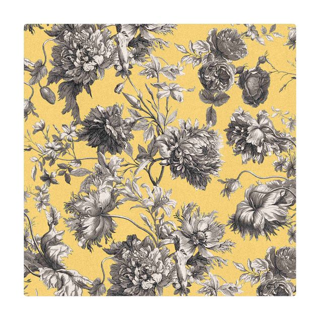 large area rugs Floral Copper Engraving Greyish Yellow
