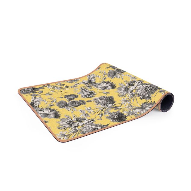 large area rugs Floral Copper Engraving Greyish Yellow