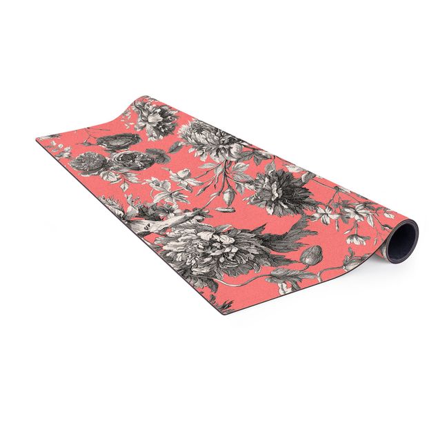 nature mats Floral Copper Engraving Greyish Coral