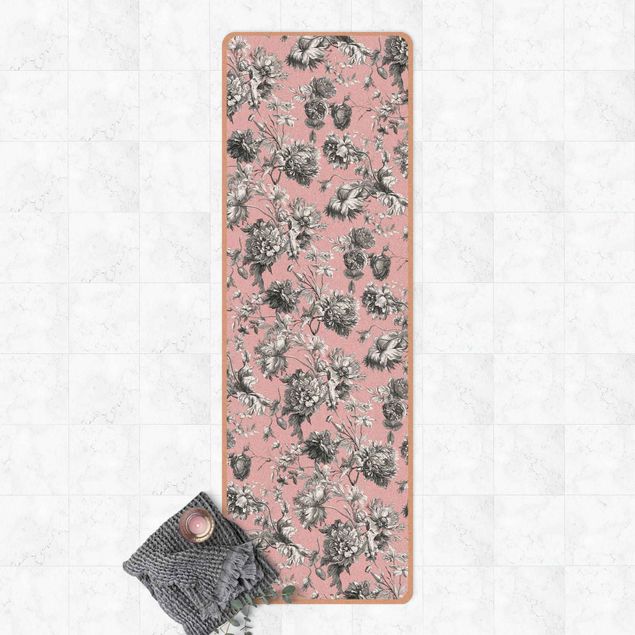 Nature rugs Floral Copper Engraving Greyish Pink