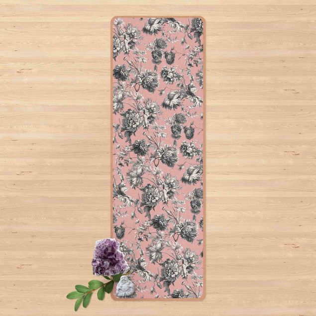 Modern rugs Floral Copper Engraving Greyish Pink
