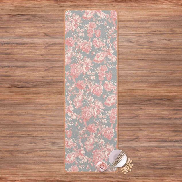 modern area rugs Floral Copper Engraving Pink Grey