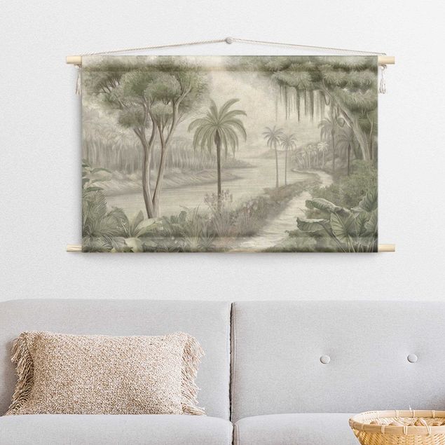 vintage tapestry Course of A Jungle River